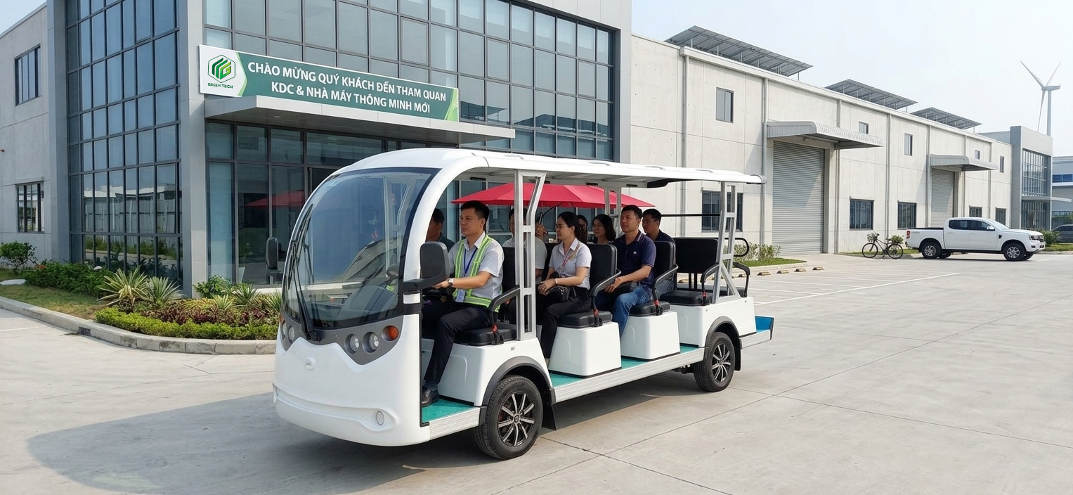 Xe điện chở khách tham quan khu công nghiệp nhà máy