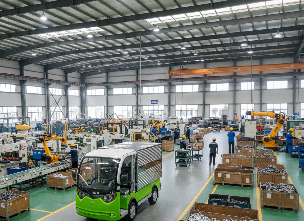 Xe điện chở hàng trong nhà máy