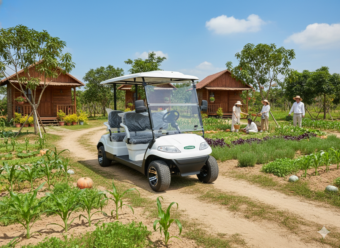Xe điện chạy ở Farmstay