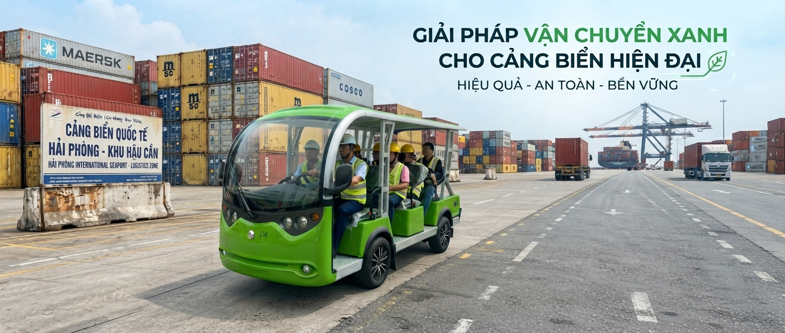 Xe điện Lvtong chạy trong khu cảng Hải Phòng